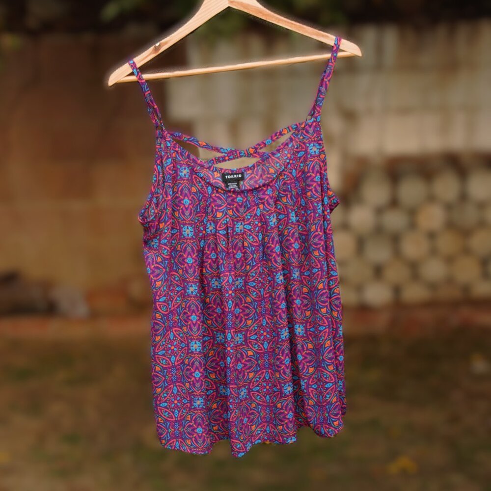 Torrid Strappy Kaleidoscope Swing Cami Top 0/L